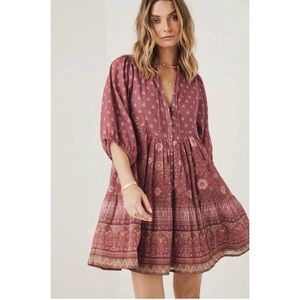 SPELL & THE GYPSY Utopia Tunic Mini Dress Medium Berry Womens NWT Floral Print